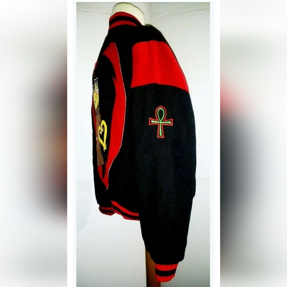NEW Queens Rule Bomber Letterman Jacket Coat! Quilted. Adinkra, Ankh. Women, S. - Picture 5 of 11